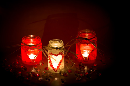 handmade candlesticks with heart theme