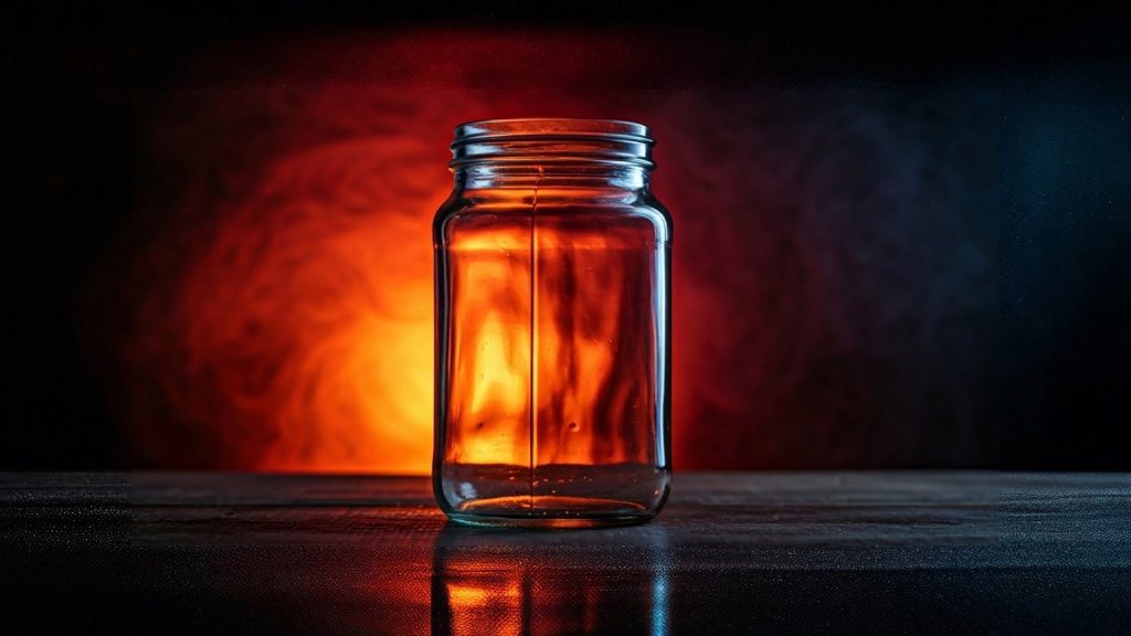 epic, colorful, dramatic thumbnail featuring an empty standard glass jar